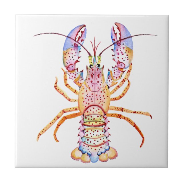 Azulejo Pink and Blue Lobster (Frente)
