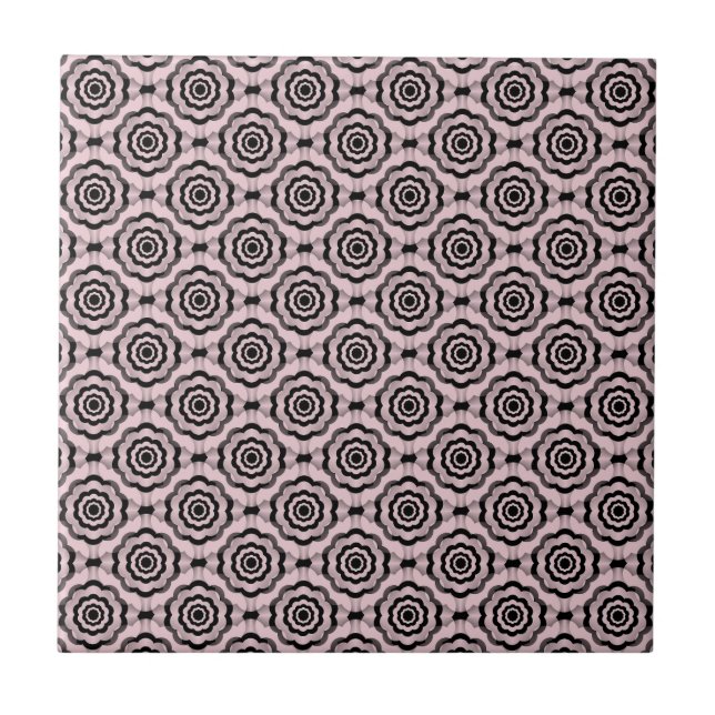 Azulejo Pink Black Flower Seamless Pattern (Frente)