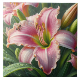 Azulejo Pink Daylily Floral