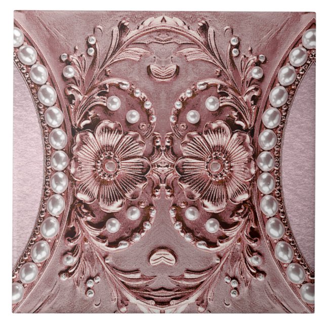 Azulejo Pink Flower Ceramic Tile (Frente)