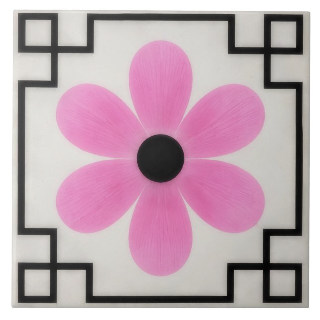 Azulejo Pink Flower Decorative Tile Trivet (Frente)