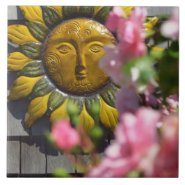 Azulejo Pink Flowers and Sun - Martha's Vineyard