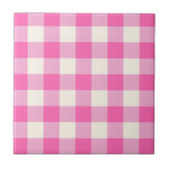 Azulejo Pink Gingham Plaid Cottagecore<br><div class="desc">Tendencia de picnic de primavera moderna,  con un patrón de tartán de chapa de gingham en colores rosados y blancos cálidos.</div>