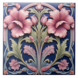 Azulejo Pink Hibiscus