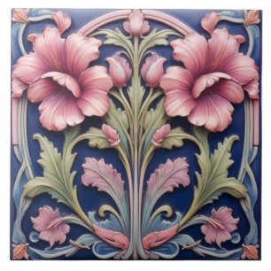 Azulejo Pink Hibiscus