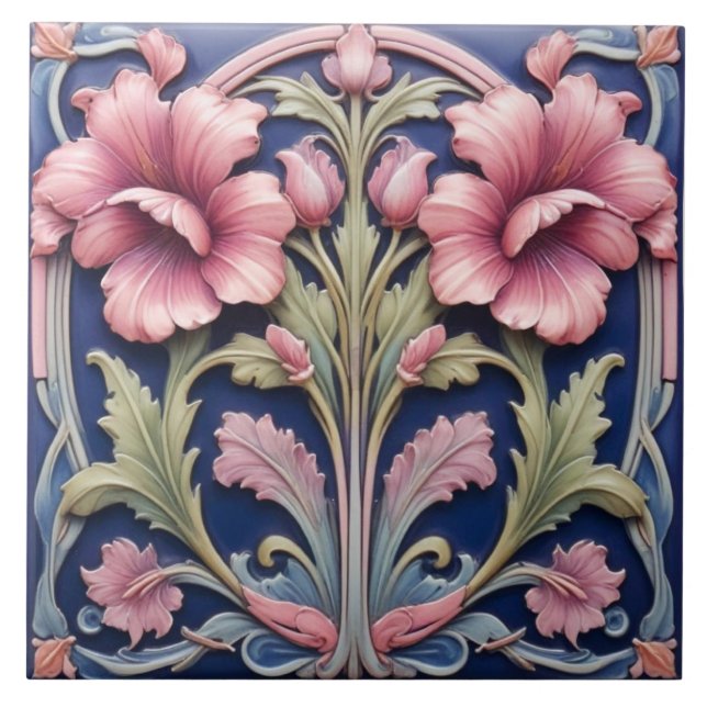 Azulejo Pink Hibiscus (Frente)