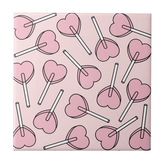 Azulejo Pink Lollipops, Heart Lollipops, Lollipop Pattern (Frente)