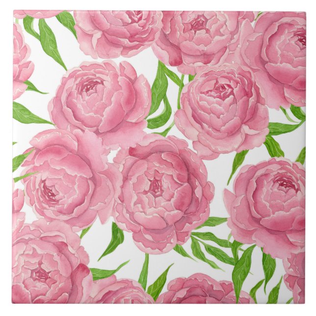Azulejo Pink peonies acuarela (Frente)