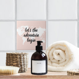 Azulejo Pink positivo vamos al mapa mundial de aventuras