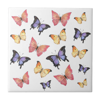 Azulejo Pink Purple Butterflies
