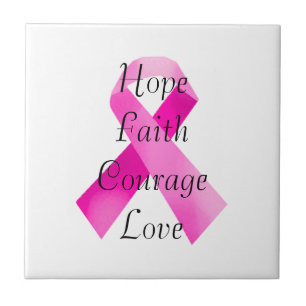 Azulejo Pink Ribbon Faith Tile