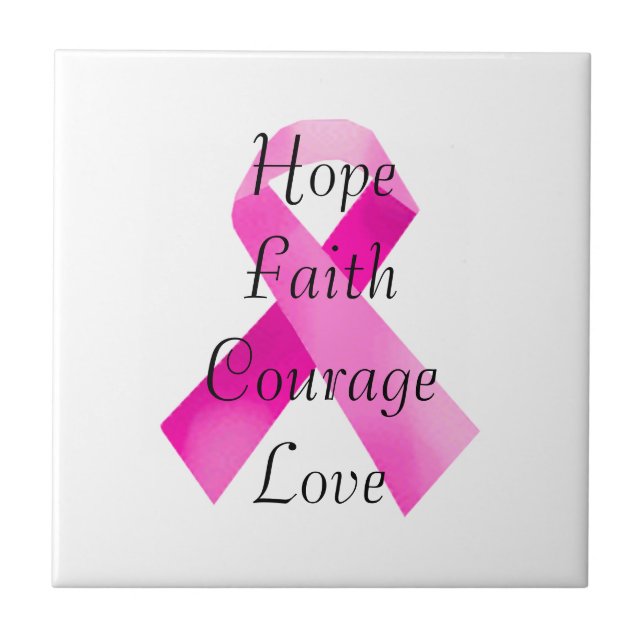Azulejo Pink Ribbon Faith Tile (Frente)