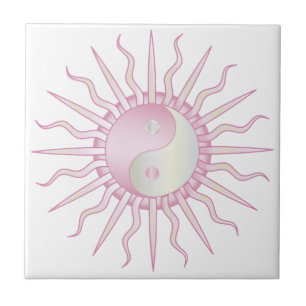 Azulejo Pink Starburst Yin Yang