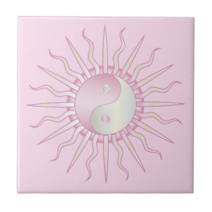 Azulejo Pink Starburst Yin Yang