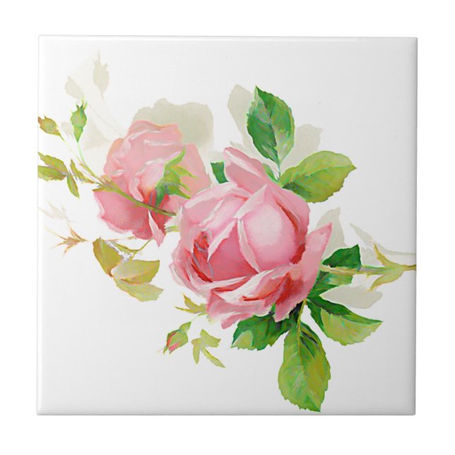Azulejo Pink vintage roses (Frente)