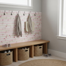 Pink Watercolor Floral Stripe Pattern