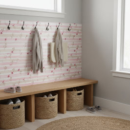 Azulejo Pink Watercolor Floral Stripe Pattern