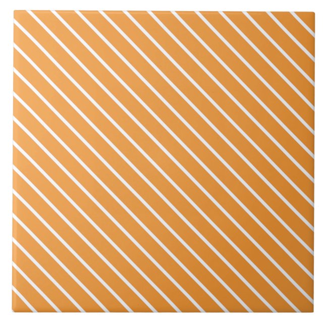 Azulejo Pinstripes diagonales - naranja y blanco (Frente)