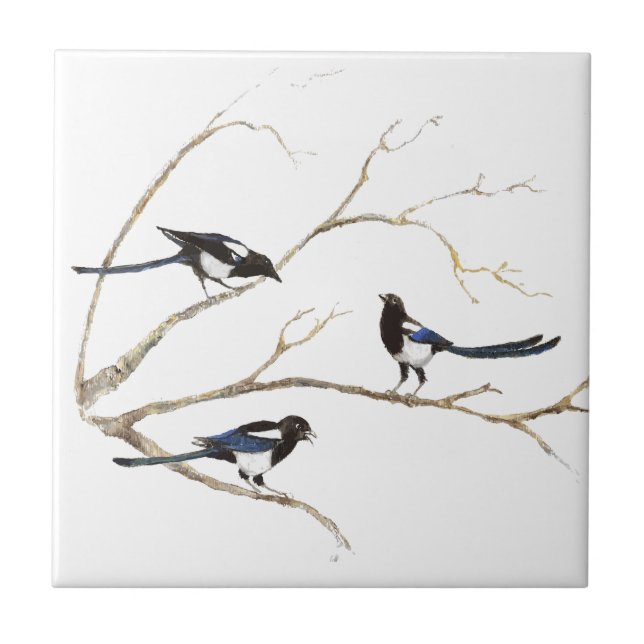 Azulejo Pintado acuarela de la familia de aves de corral (Frente)