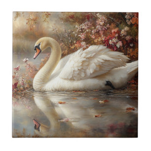 Azulejo Pintado de follaje otoñal de Swan Pastel