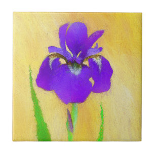 Azulejo Pintado de iris morado - Perro original curado A