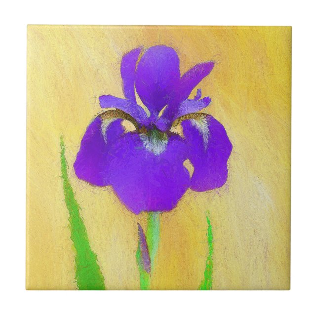 Azulejo Pintado de iris morado - Perro original curado A (Frente)