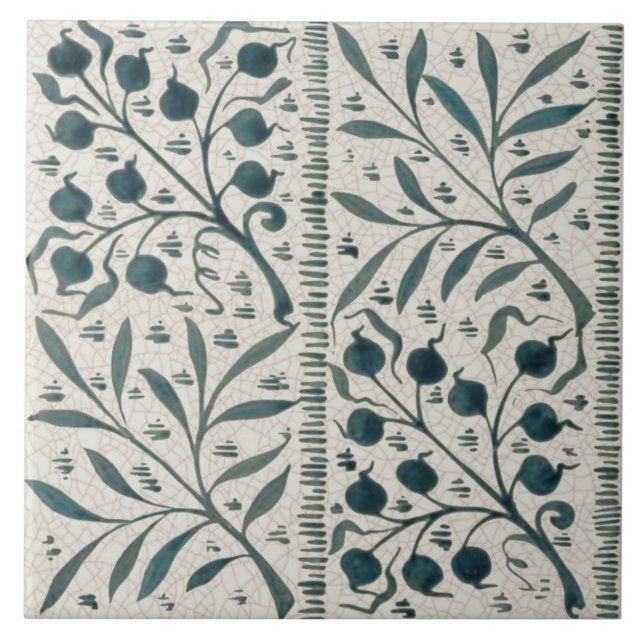 Azulejo Pintado de mano de Wm Morris Rare de 1870 (Frente)