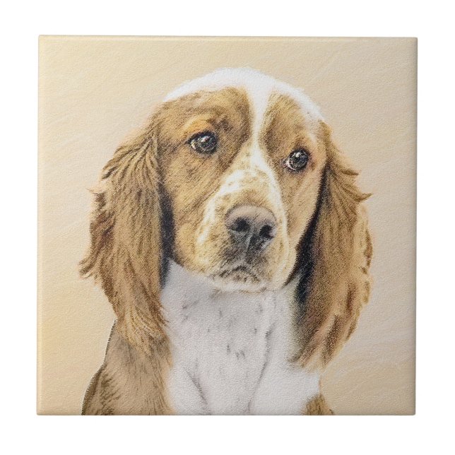 Azulejo Pintado español de Springer galesa - Arte de perro (Frente)