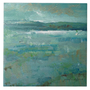 Azulejo Pintado oceánico abstracto de playa costera