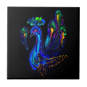 Azulejo Pintado Whimsical Peacock