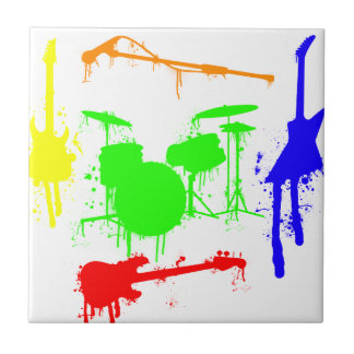 Azulejo Pinte la pintada de la banda de los instrumentos