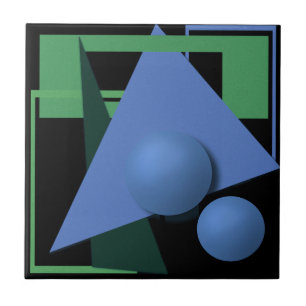 Azulejo pintura abstracta, abstracción, verde y negro