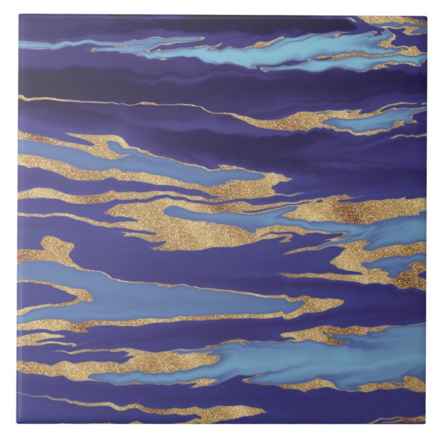 Azulejo Pintura abstracta de mármol morado de oro (Frente)