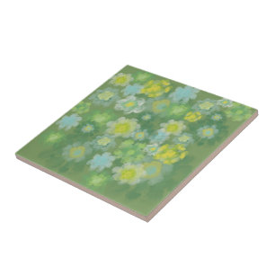Azulejo Pintura abstracta floral de acuarela salada