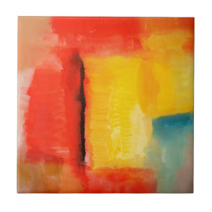 Azulejo Pintura abstracta moderna de color rojo amarillo