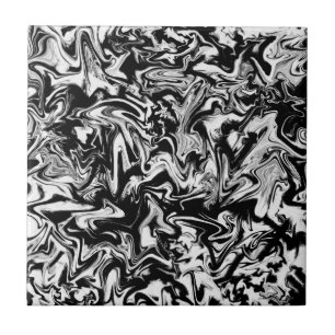 Azulejo Pintura abstracta moderna en blanco y negro