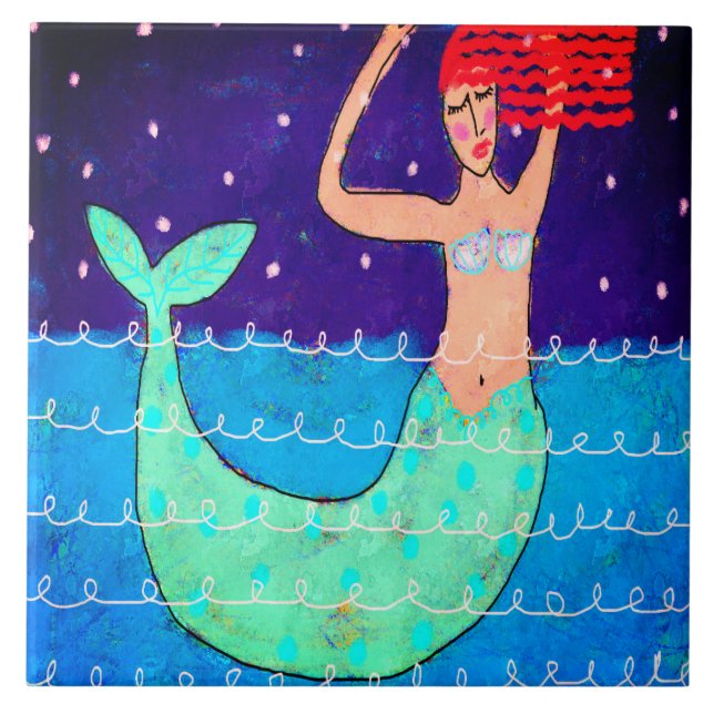 Azulejo Pintura abstracta Sirena de medianoche (Frente)