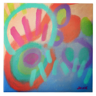 Azulejo Pintura acrílica abstracta de felicidad