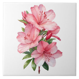 Azulejo pintura al acuarela de flor de azalea