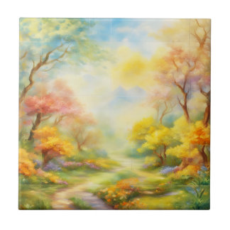 Azulejo pintura al óleo de un paisaje de primavera 2