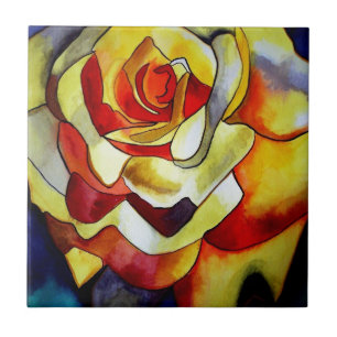 Azulejo Pintura artística en acuarela de flor de fresia am