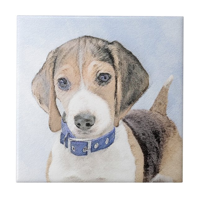 Azulejo Pintura Beagle - Arte Perro Original Cuto (Frente)