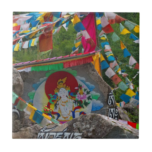 Azulejo Pintura budista en rocas (Frente)