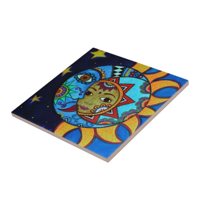 AZULEJO PINTURA CAPRICHOSA DE LOS PARES DEL SOL Y DE LA (Lado)