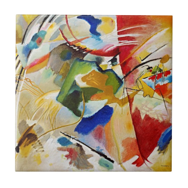 Azulejo Pintura con Green Center de Wassily Kandinsky (Frente)