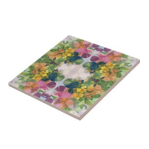 Azulejo Pintura con patrón de acuarela de pétalos de flore