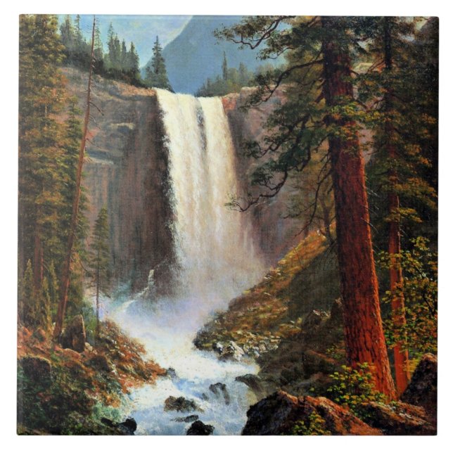 Azulejo pintura de Albert Bierstadt, cataratas de Vernal (Frente)