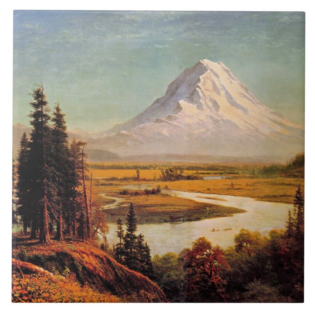 Azulejo pintura de Albert Bierstadt, Monte Rainier, (Frente)