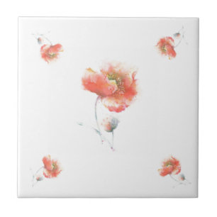 Azulejo Pintura de amapola cerámica