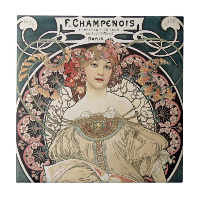 Azulejo Pintura de Art Nouveau Art Nouveau de la época de  (Frente)